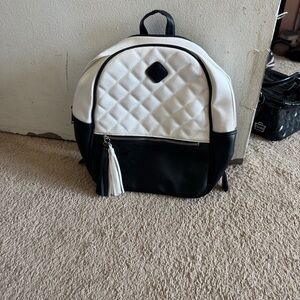 Stylish Black and White Quilted Backpack